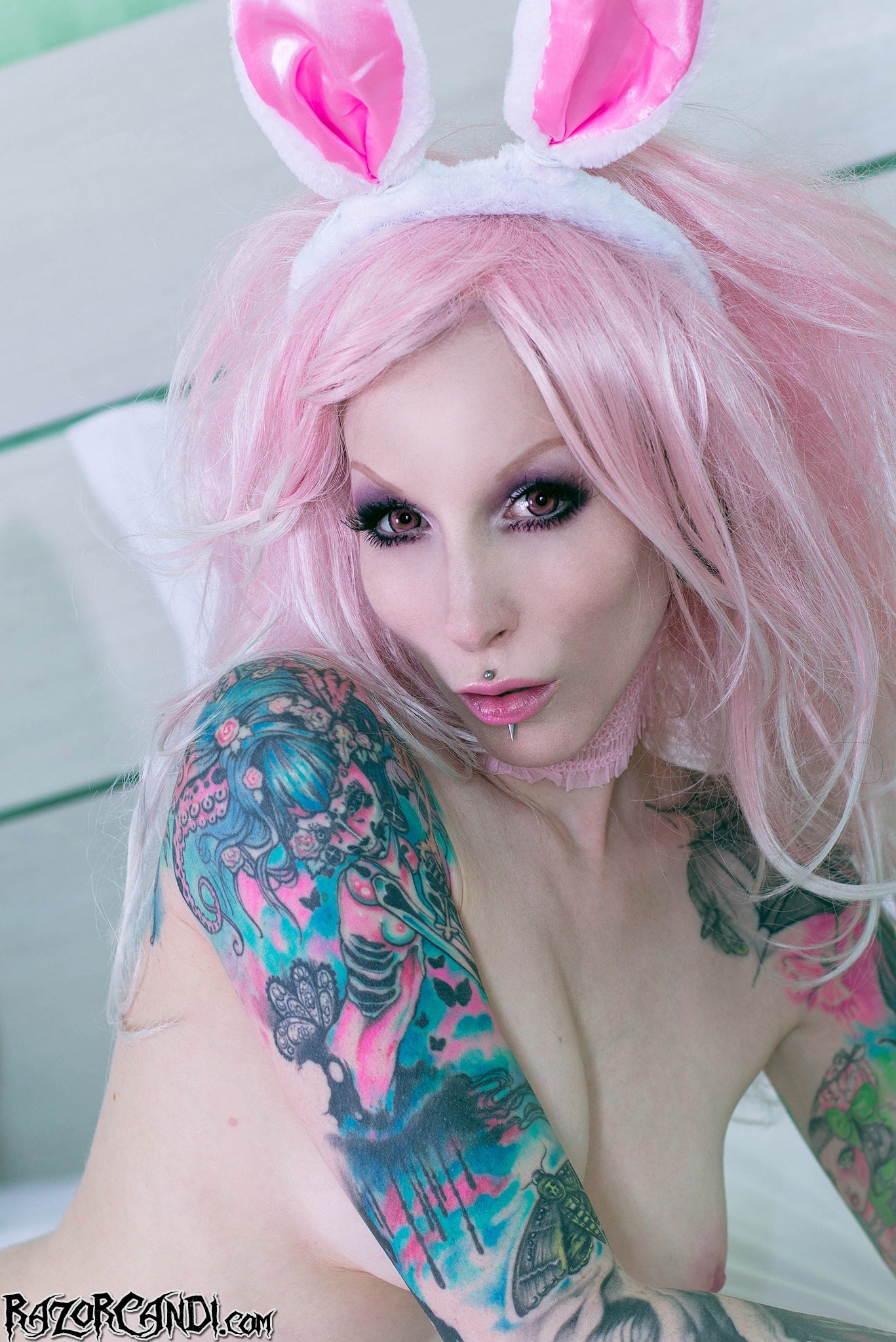 Razor Candi 'Tattooed Gothic Bunny Babe with Pink Toy' starring Razor Candi (Photo 2)
